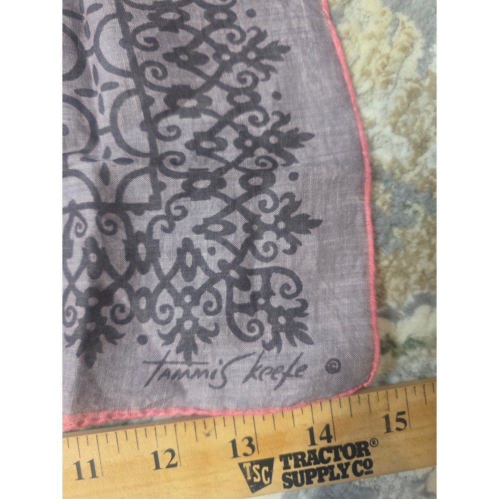 Vintage 1950s Tammis Keefe Signed Handkerchief Hanky Gray Coral MCM Geometric 14 - Picture 8 of 9